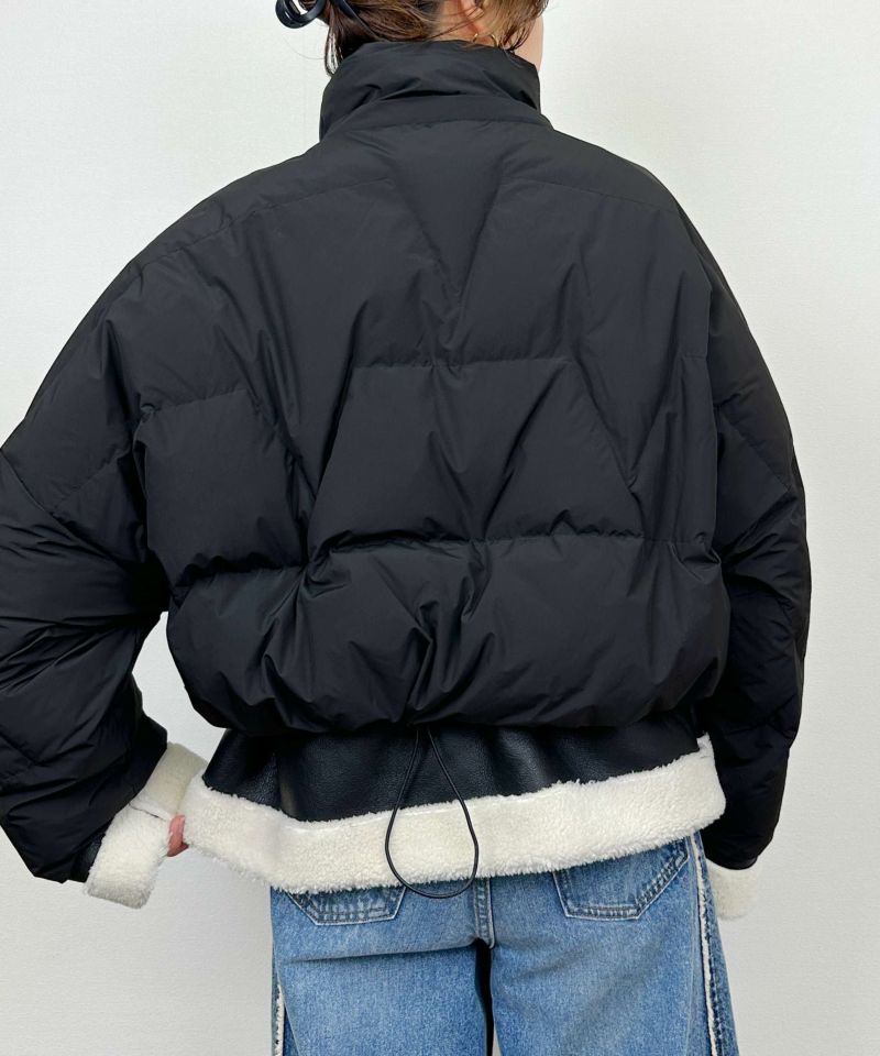 model：H164　着用サイズ：M　ブラック　フードなし/裾ドロスト絞った状態