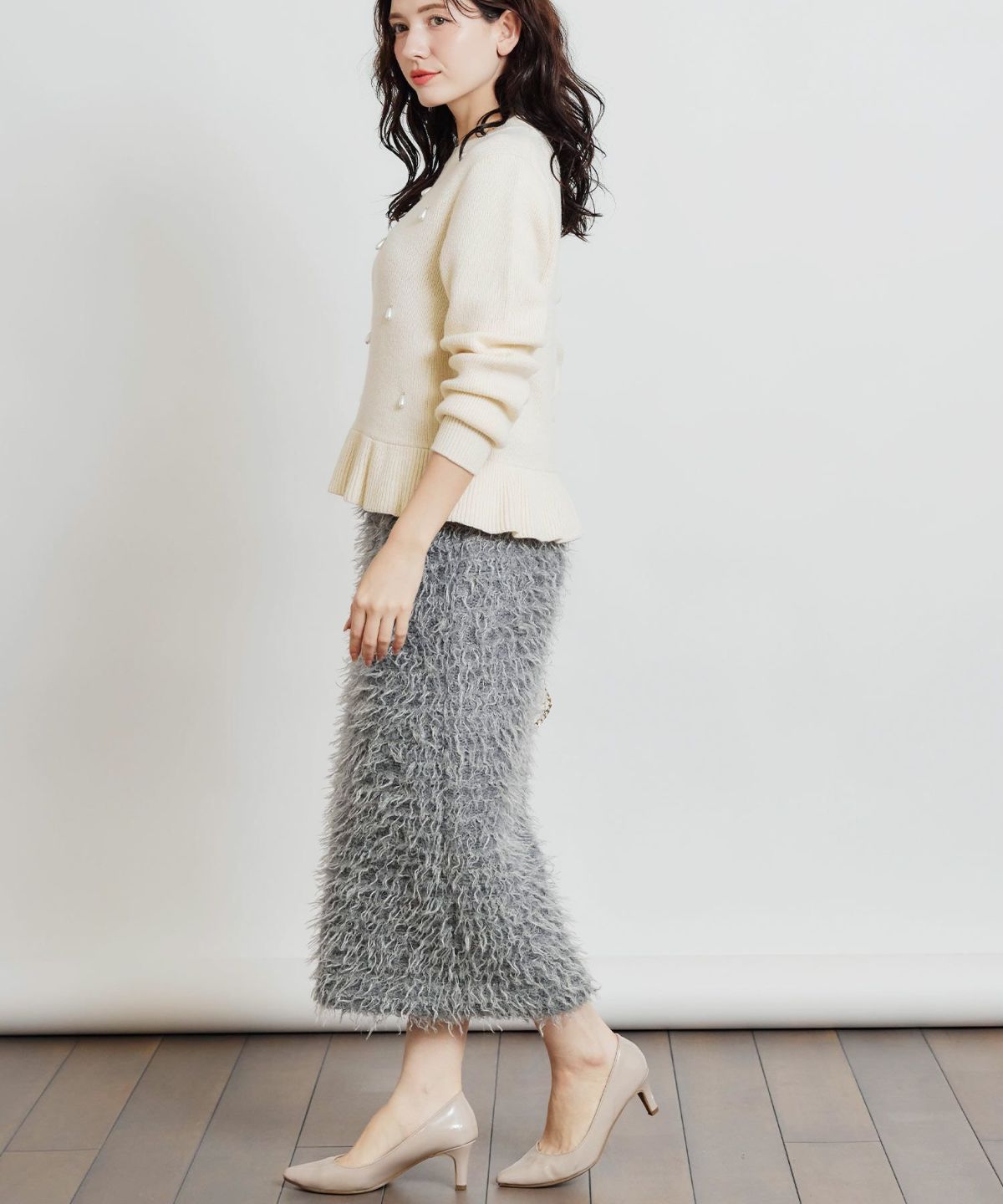 model：H155　着用サイズ：M　ライトグレー