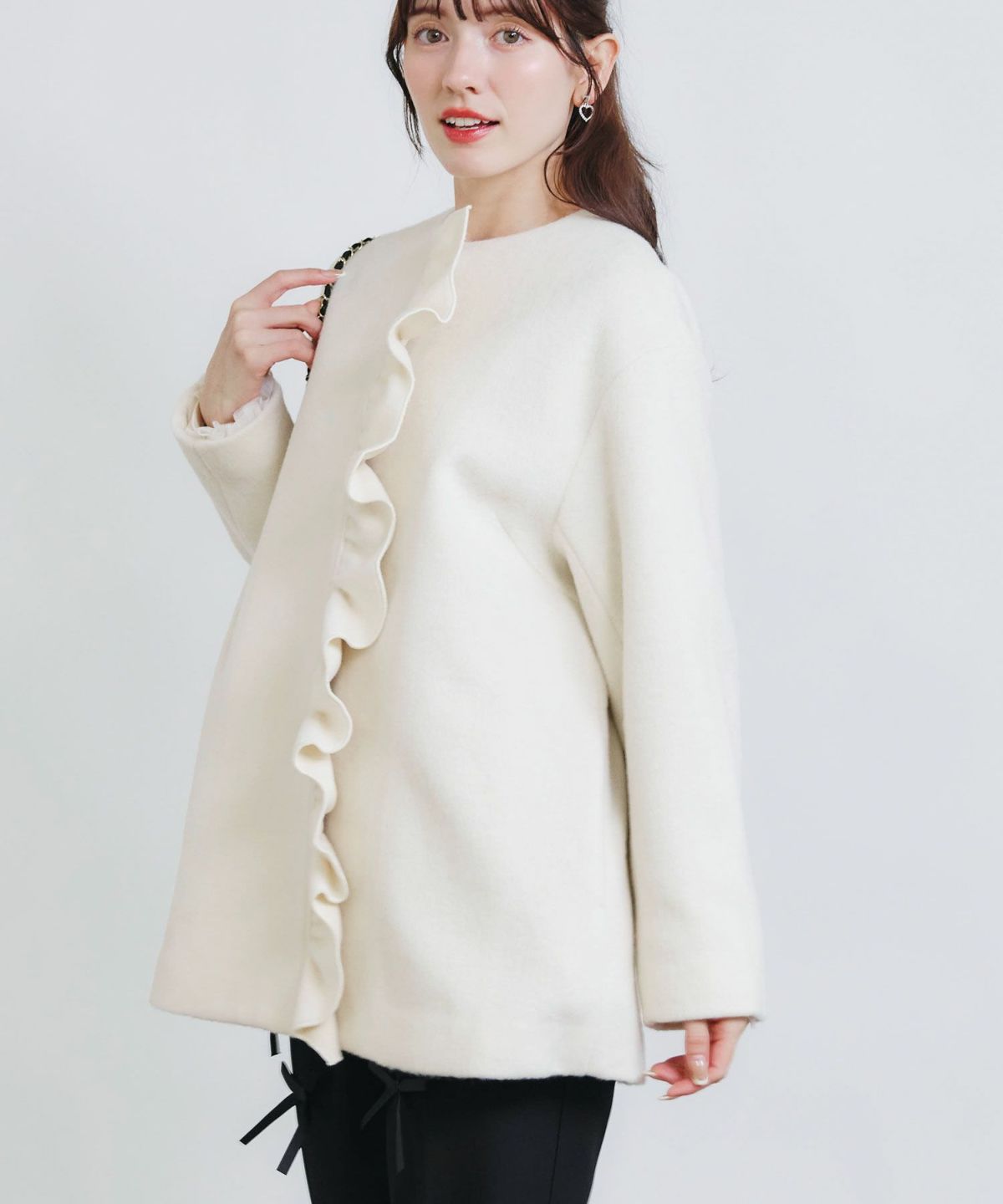 model：H155　着用サイズ：M　オフホワイト