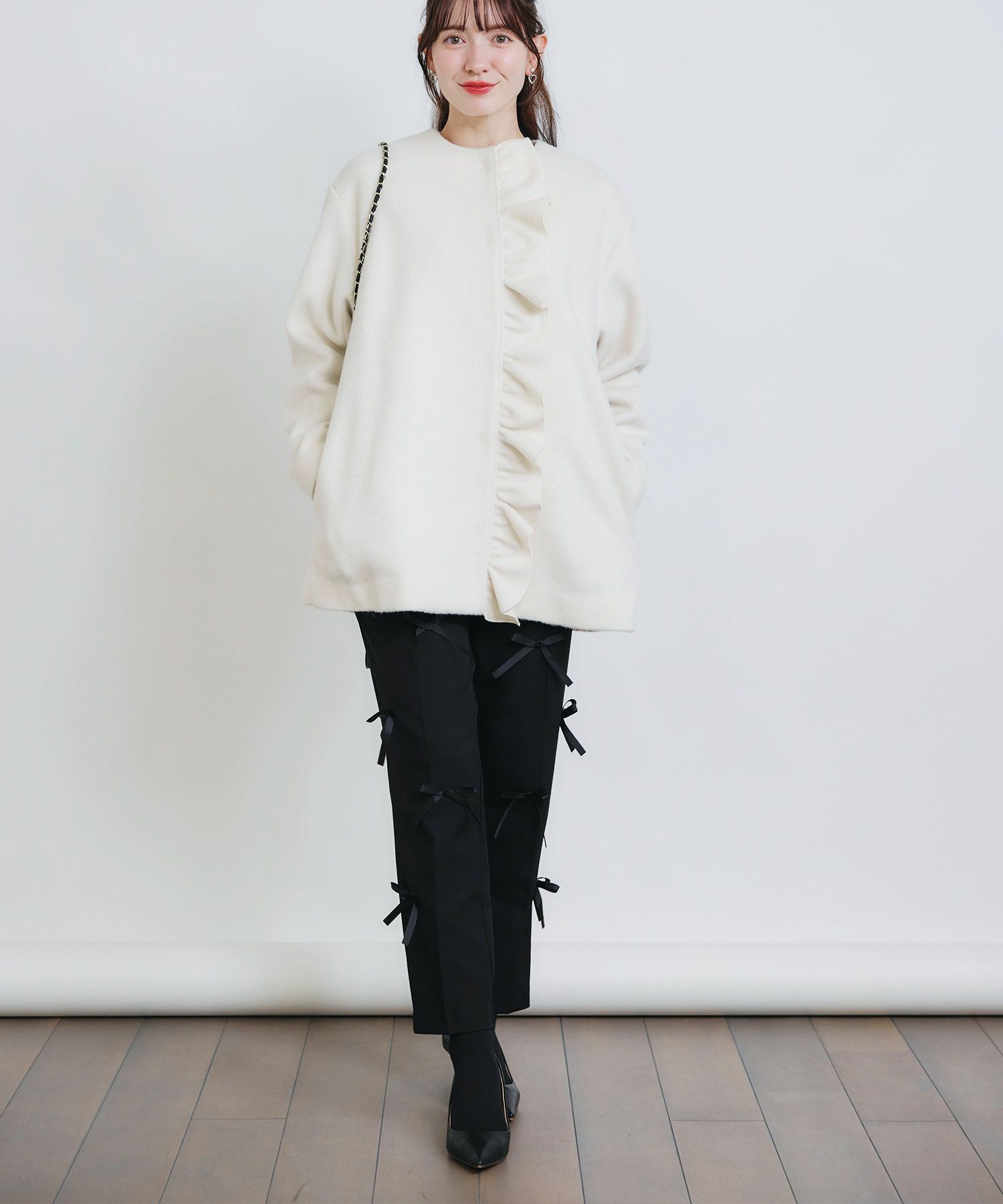 model：H155　着用サイズ：M　オフホワイト