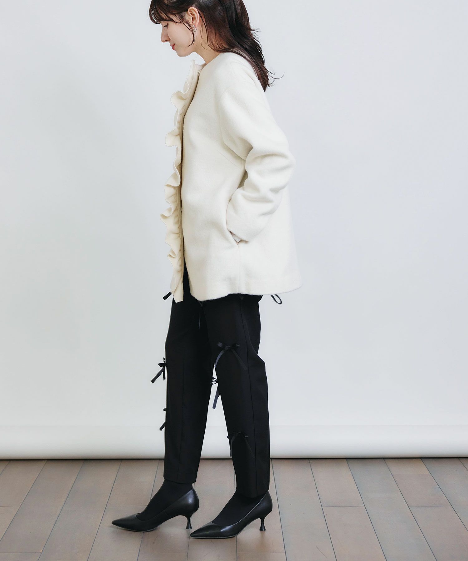 model：H155　着用サイズ：M　オフホワイト