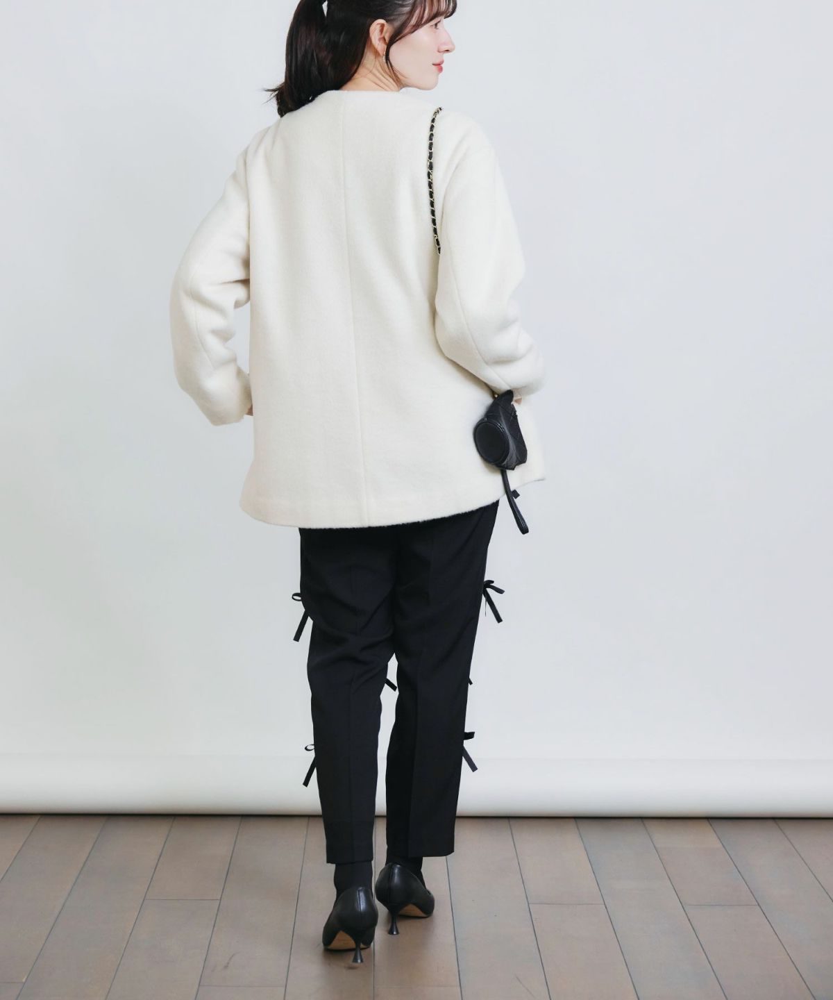 model：H155　着用サイズ：M　オフホワイト