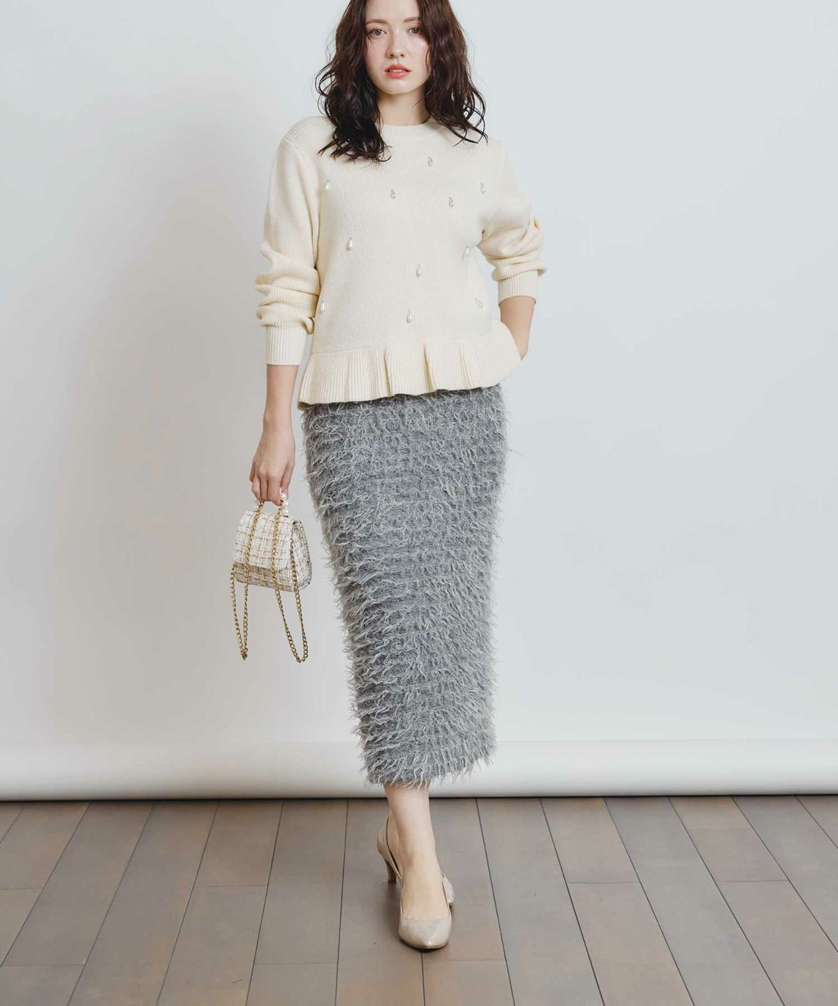 model：H155　着用サイズ：M　オフホワイト