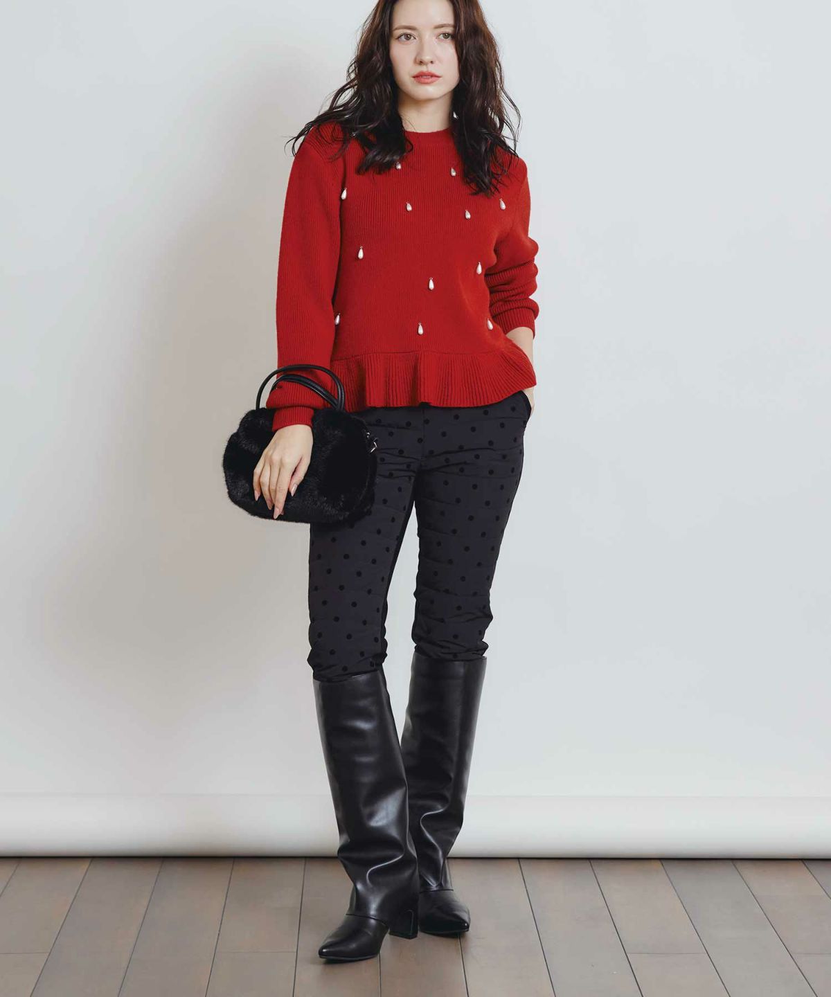 model：H155　着用サイズ：M　レッド