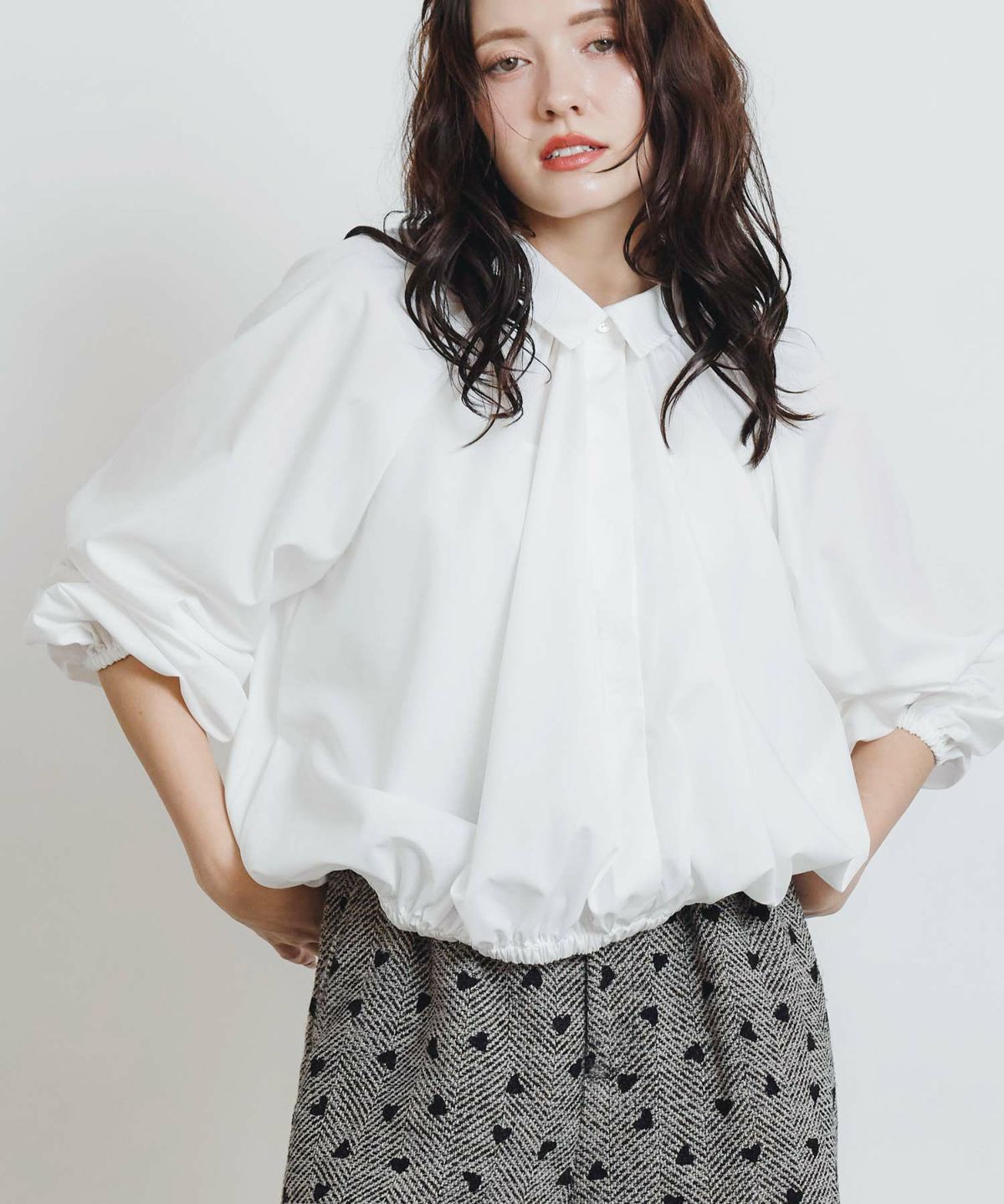 model：H155　着用サイズ：M　オフホワイト