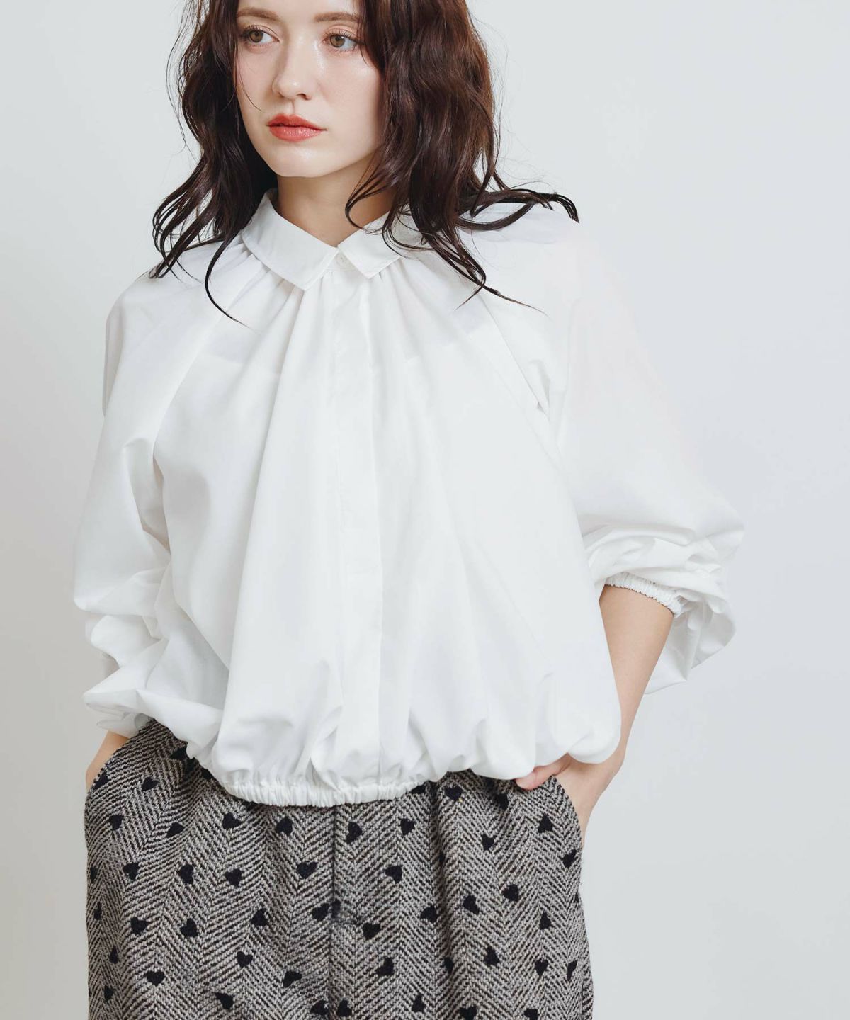 model：H155　着用サイズ：M　オフホワイト