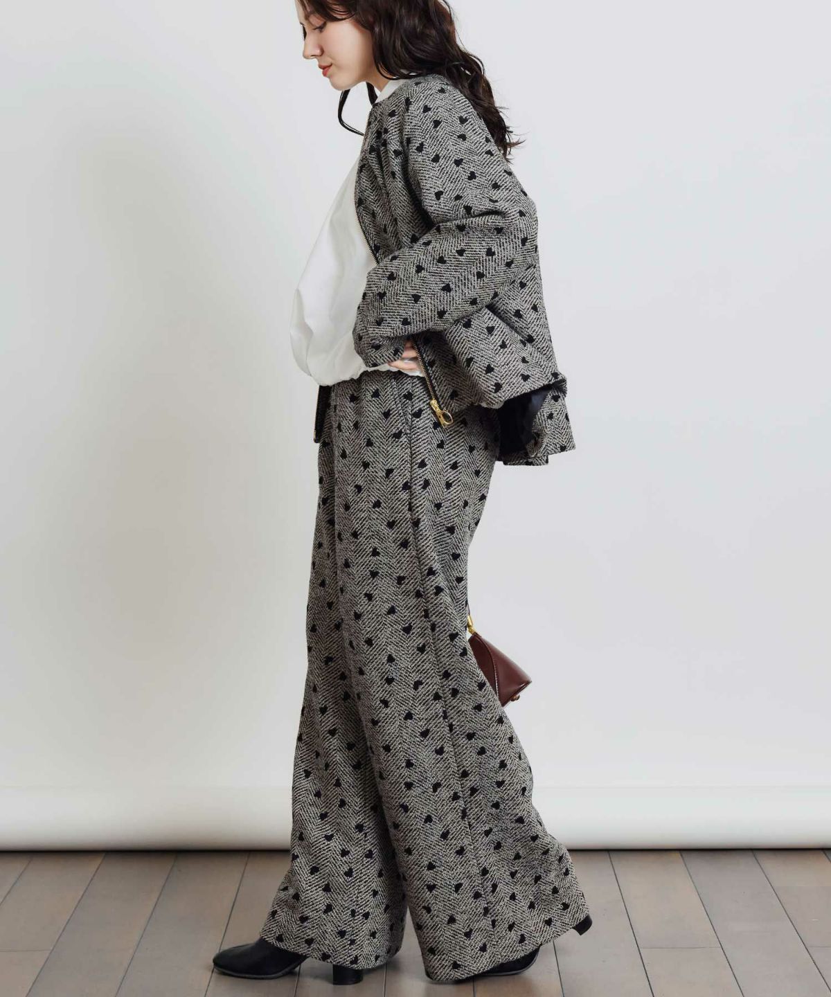 model：H155　着用サイズ：M　モカ　セットアップで