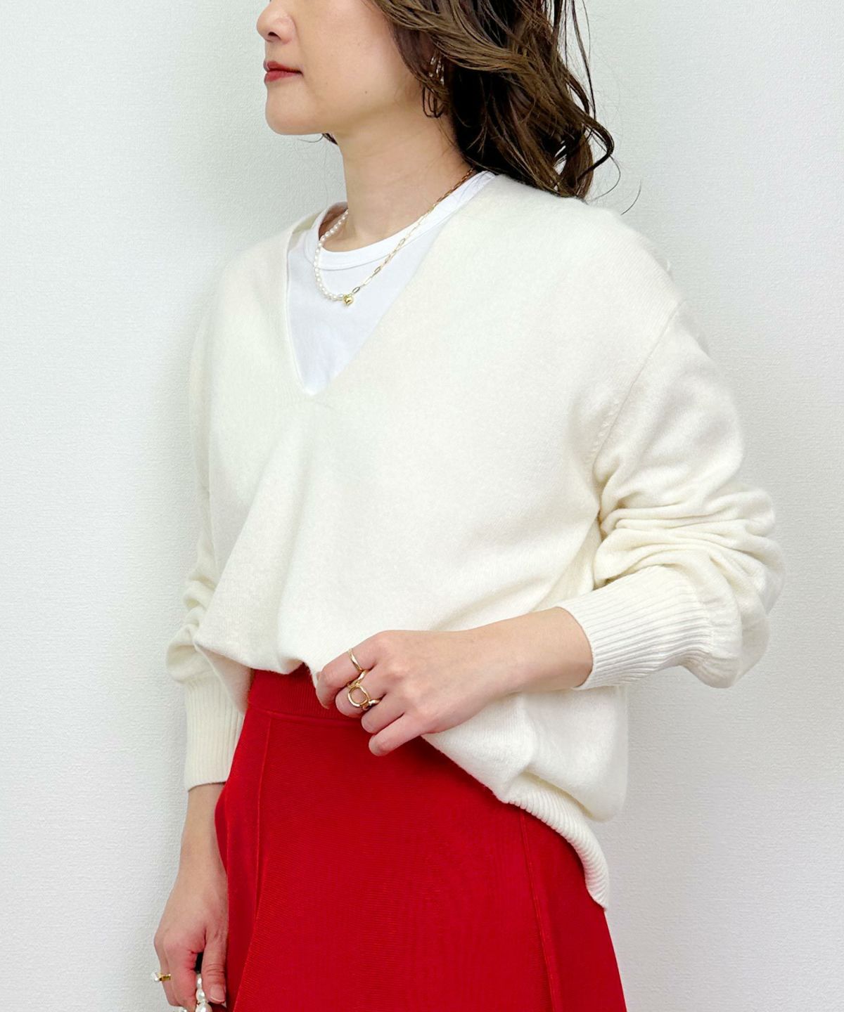 model：H164　着用サイズ：M　アイボリー