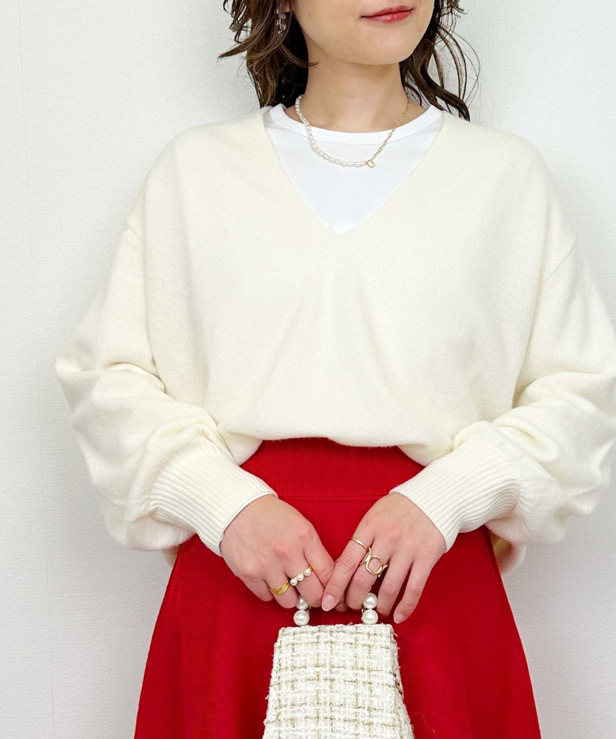 model：H164　着用サイズ：M　アイボリー