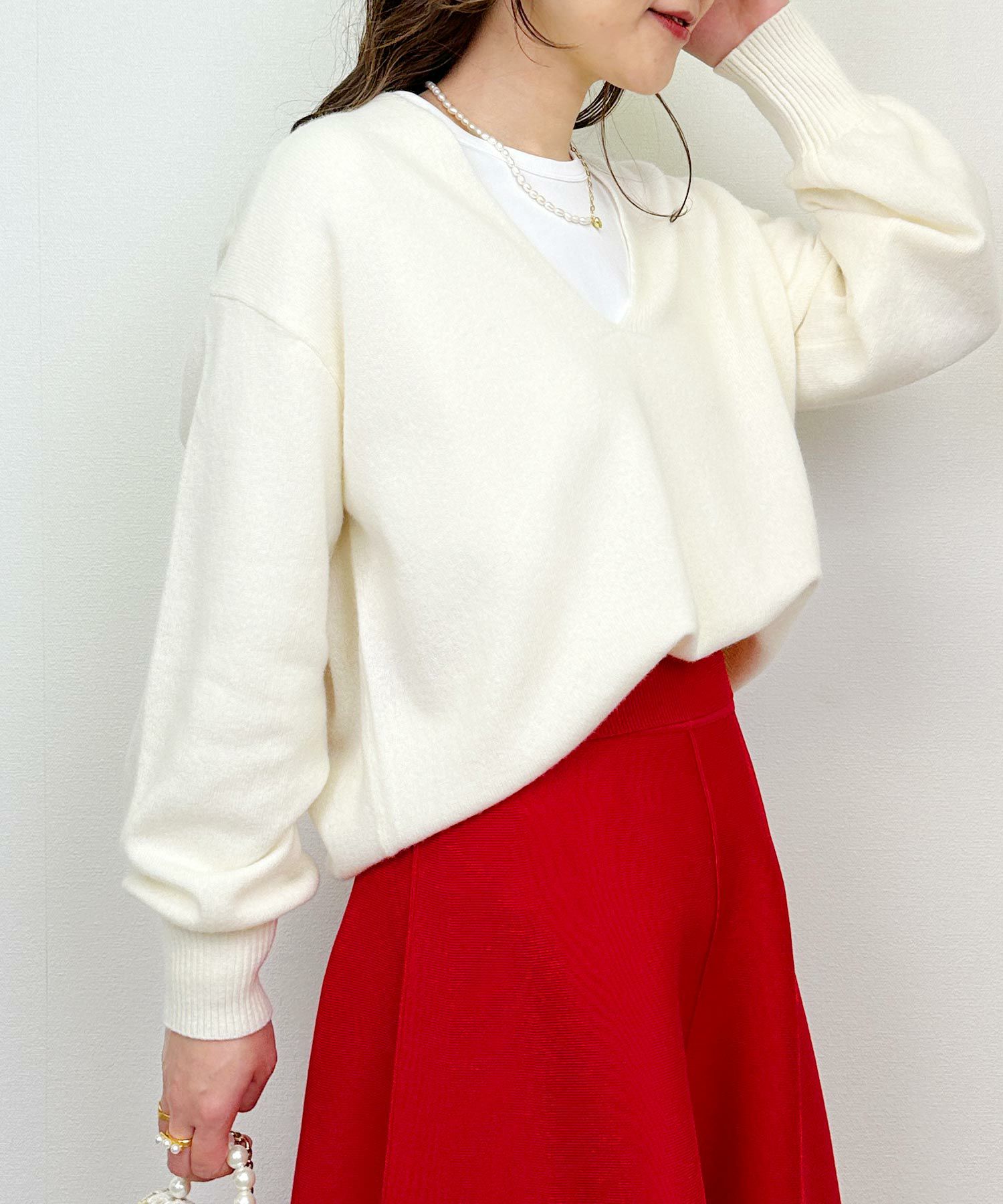 model：H164　着用サイズ：M　アイボリー