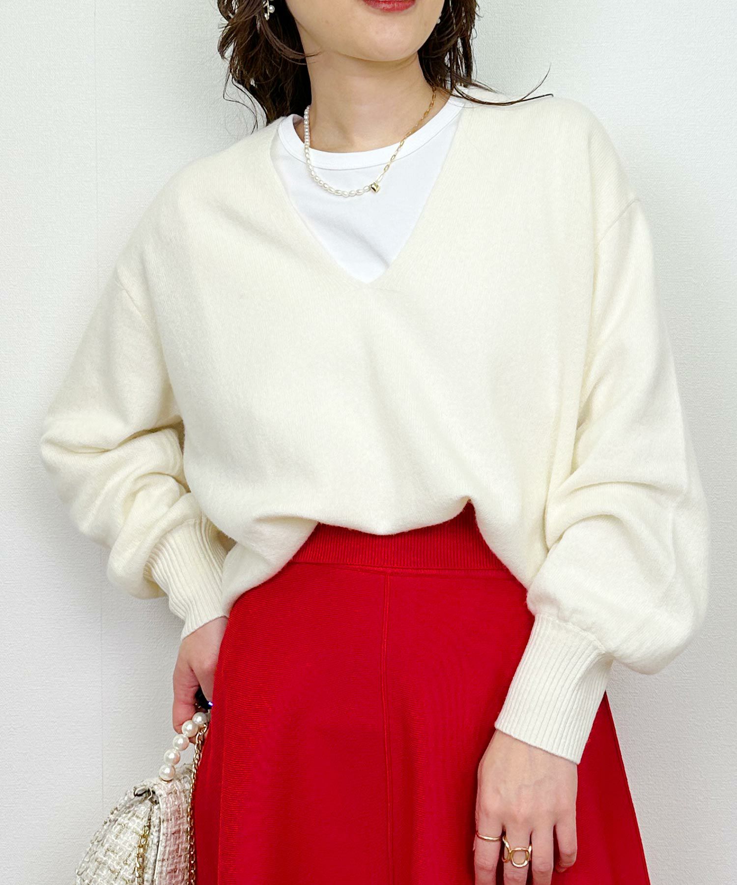 model：H164　着用サイズ：M　アイボリー