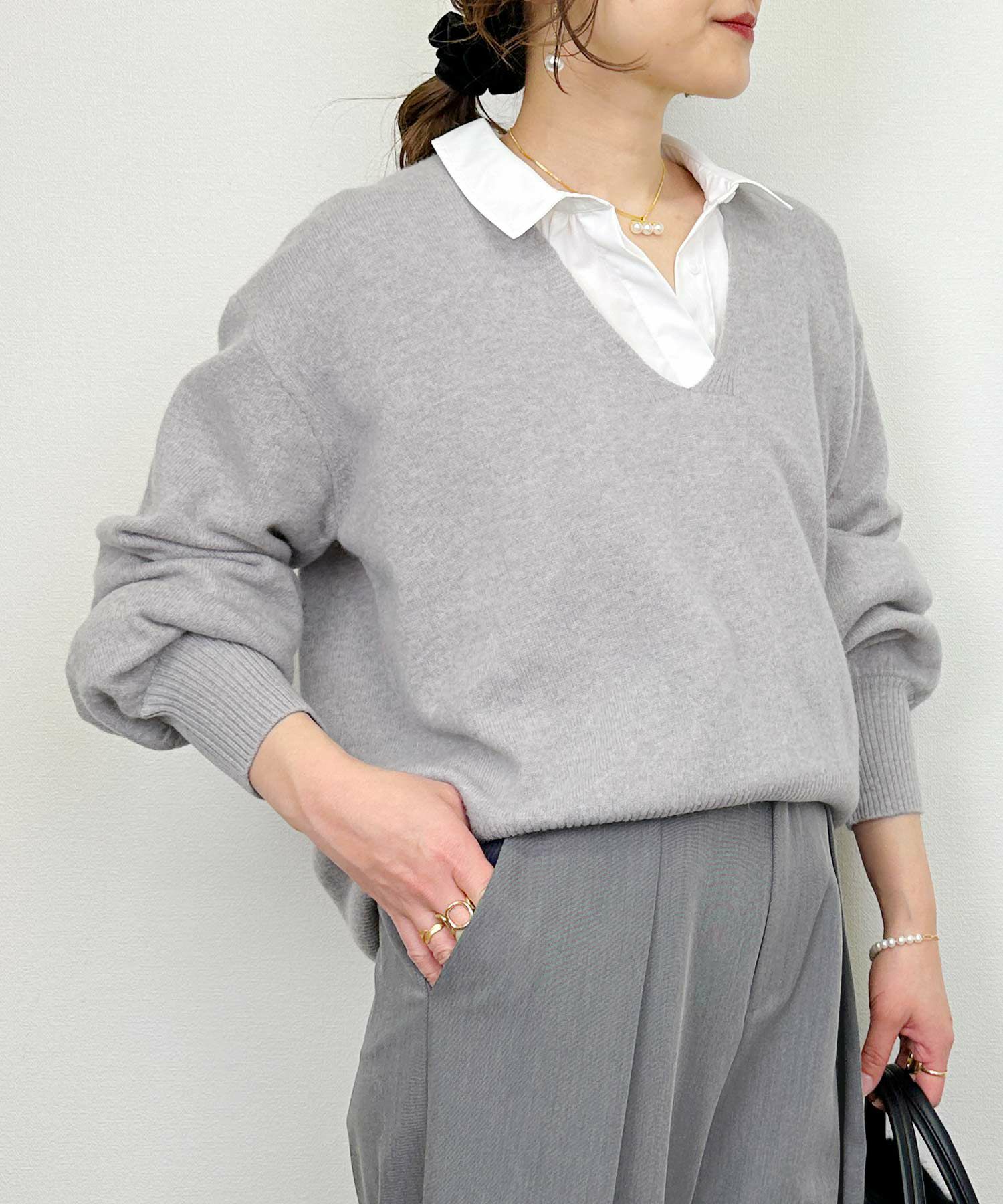 model：H164　着用サイズ：M　グレー