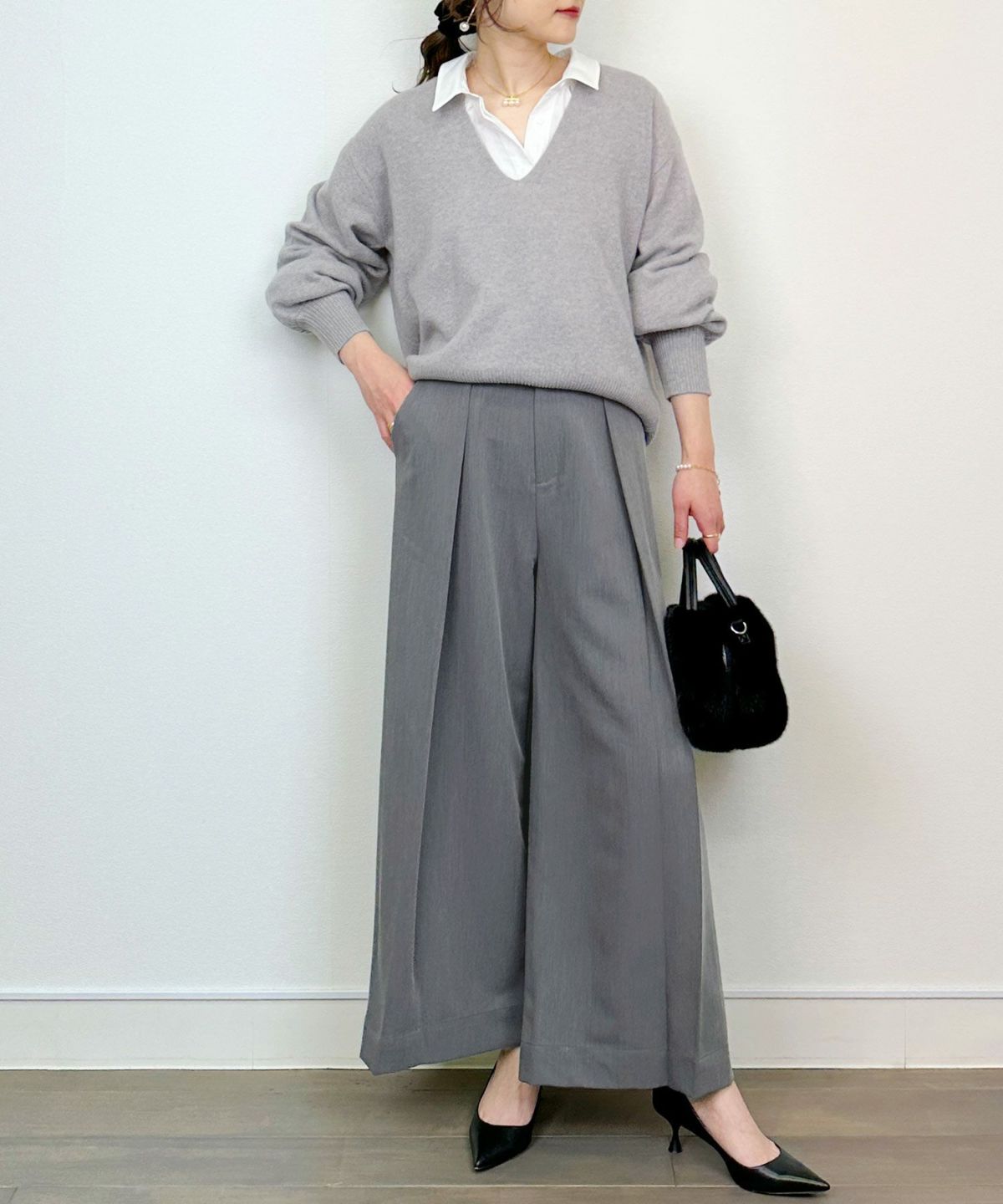 model：H164　着用サイズ：M　グレー