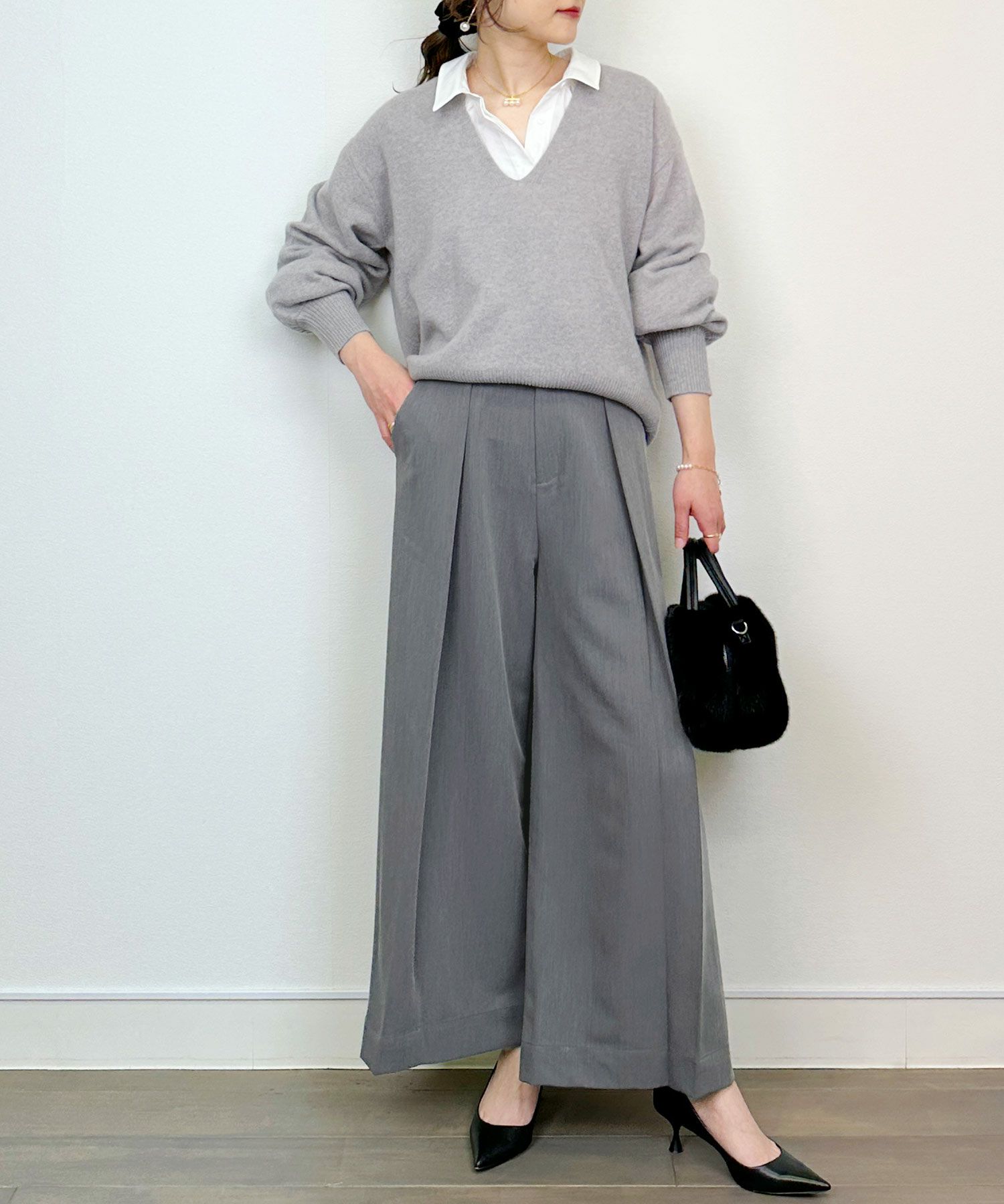 model：H164　着用サイズ：M　グレー