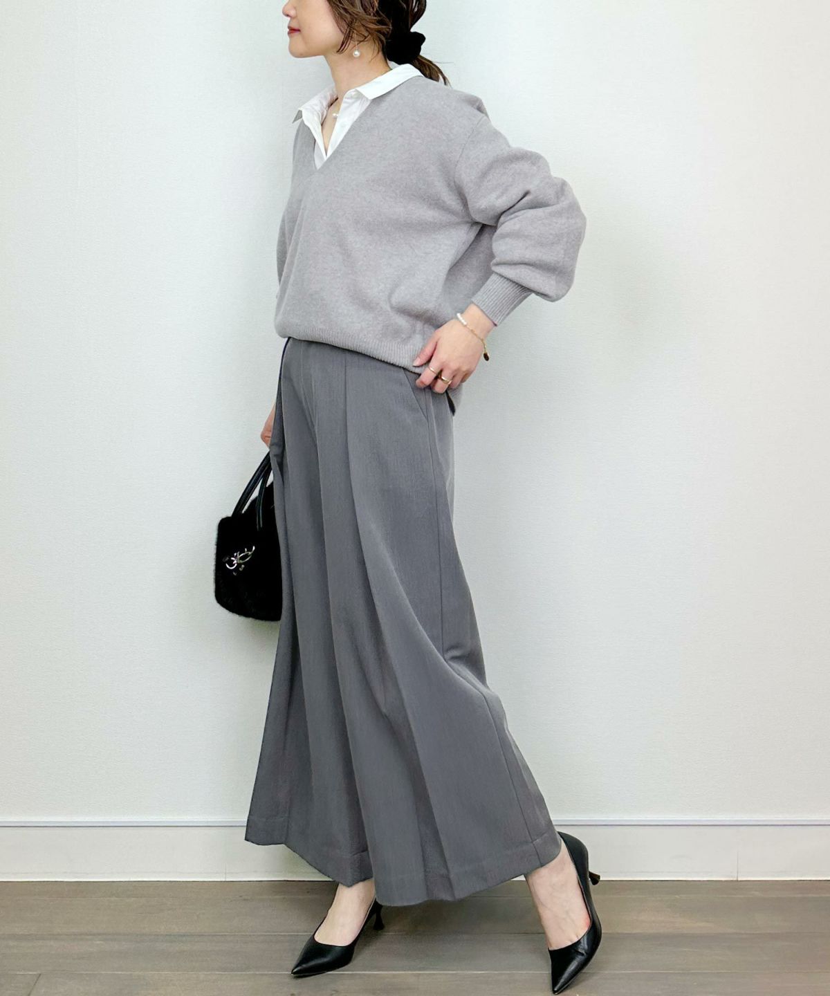 model：H164　着用サイズ：M　グレー