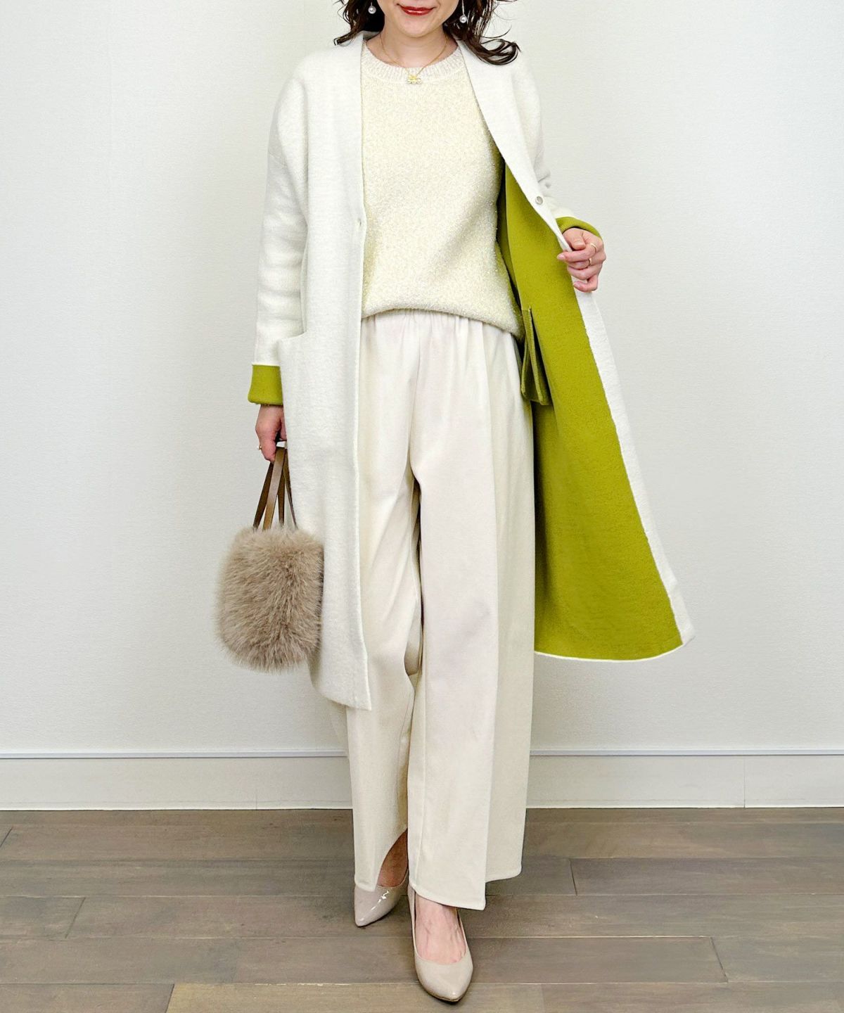 model：H164　着用サイズ：M　アイボリー