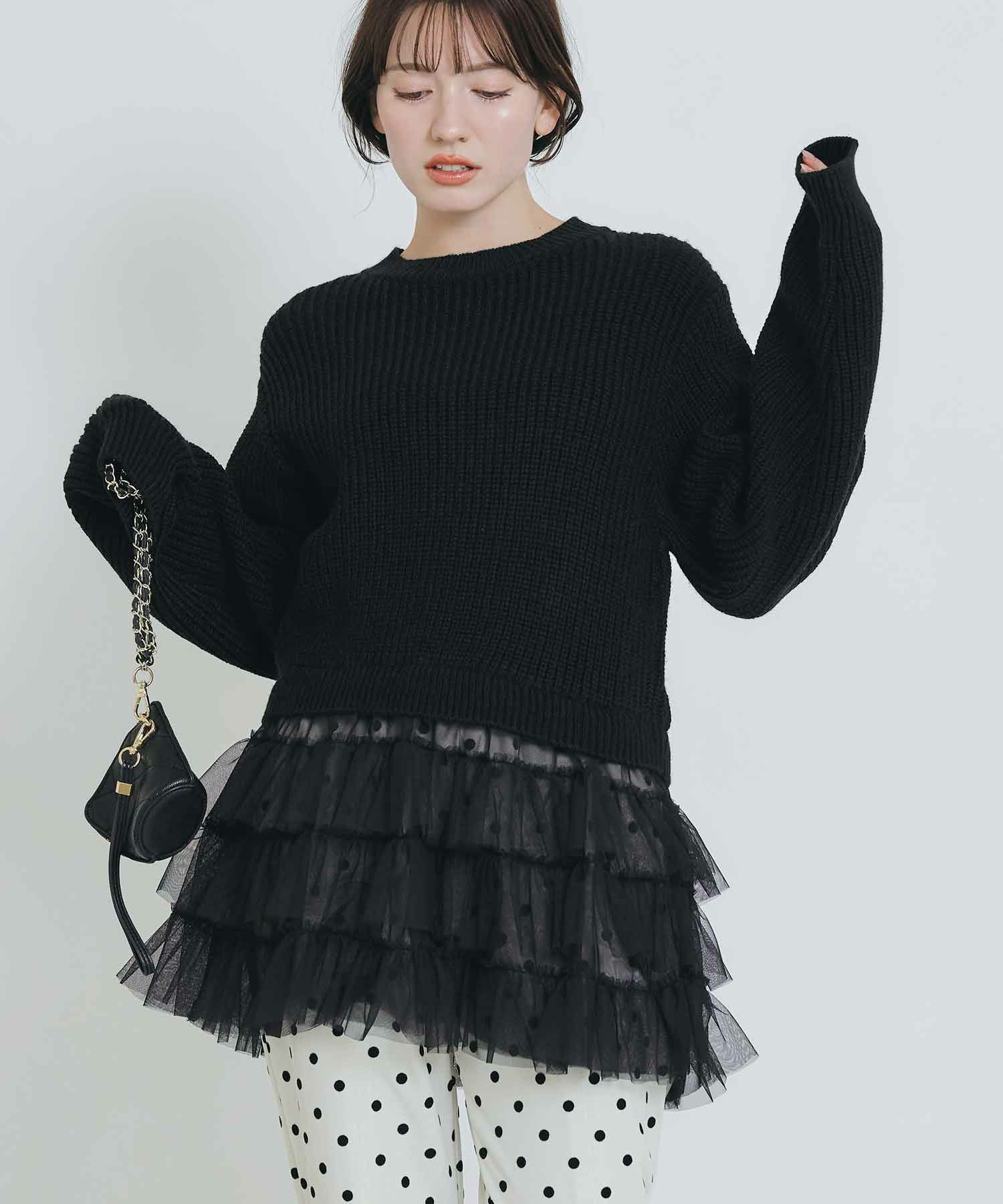 美品 PICCIN ピッチン アシメントリー フリルジレ ブラック M