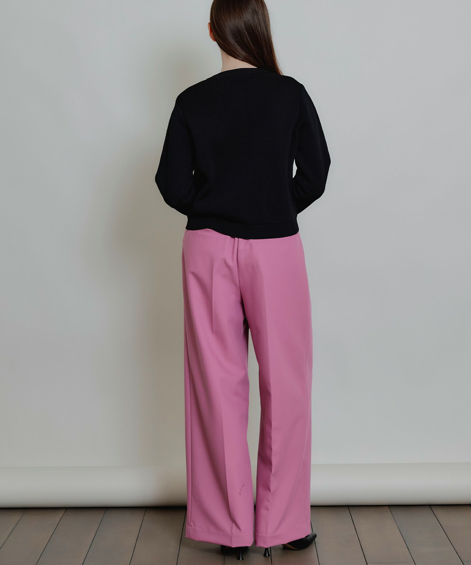 ピンク ワイドパンツ リボン付き 38 ピンク ワイドパンツ リボン付き