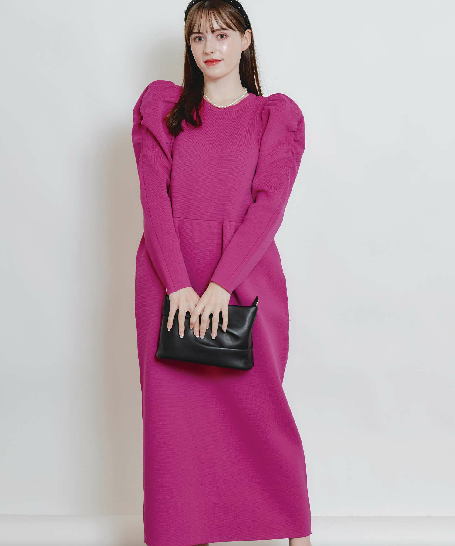 まる様　ワンピース　pink gray サイズ36 ギャザースリーブコクーンニットワンピース | PICCIN (ピッチン) 公式通販