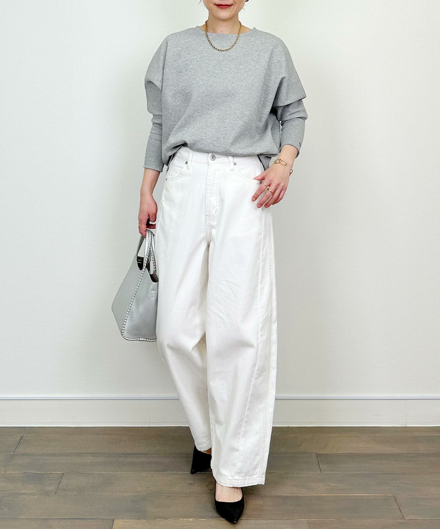 model：H164　着用サイズ：M　ライトグレー