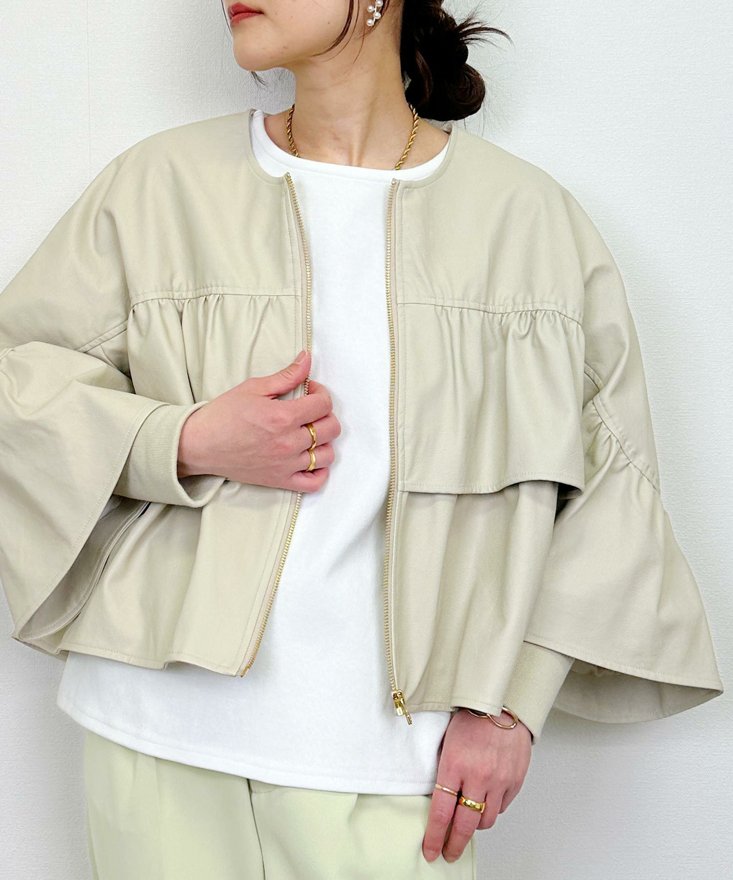 フェイクレザーティアードジャケット | PICCIN (ピッチン) 公式通販