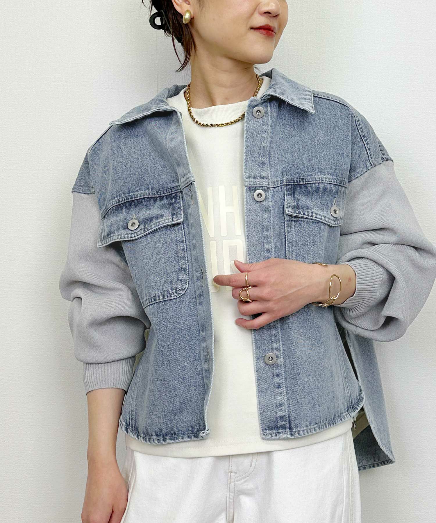 model：H164　着用サイズ：M　サックスブルー