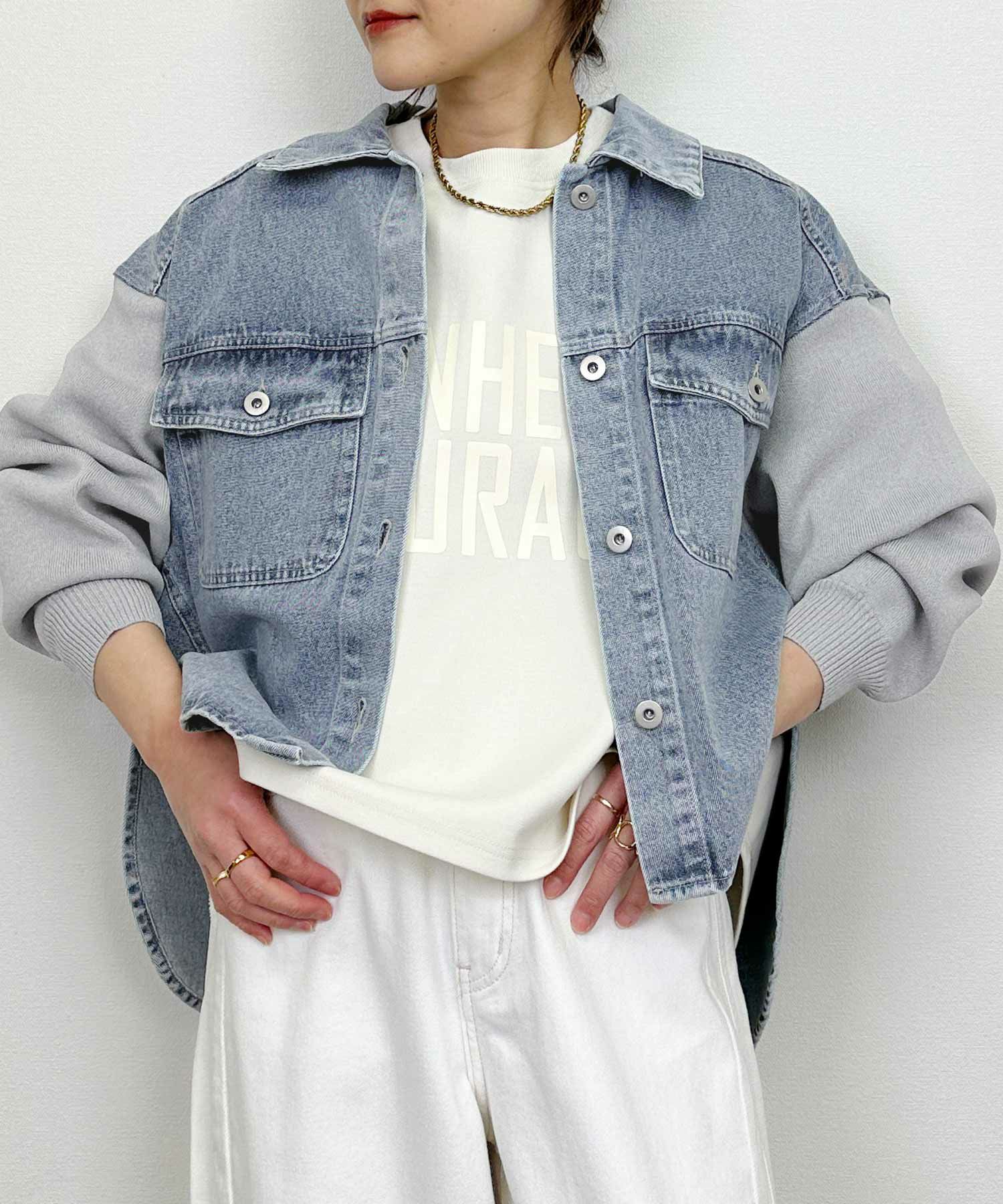 model：H164　着用サイズ：M　サックスブルー
